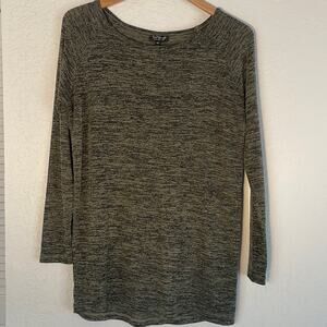 Topshop Olive Green Space Dye Pullover Sweater Oversized Viscose Stretchy Tunic